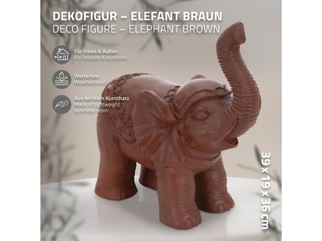 Figura decorativa elefante 36 x 19 x 39 cm marrón de jardín de óxido de magnesio