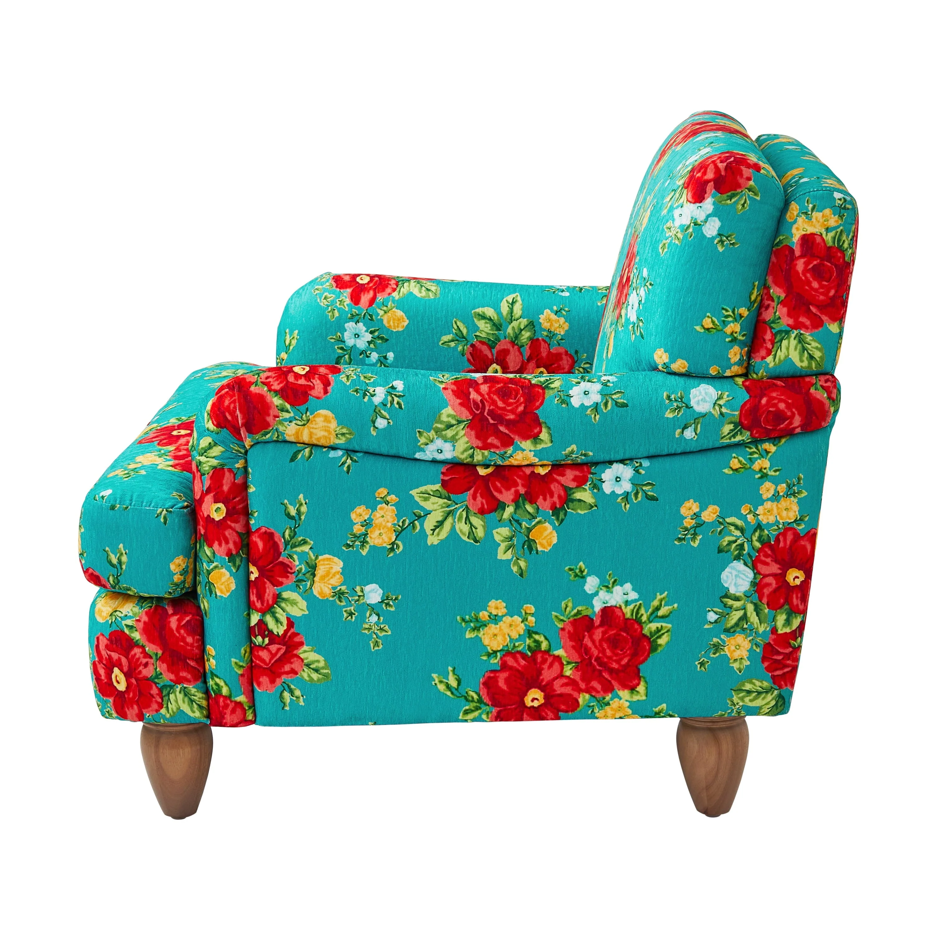 The Pioneer Woman Vintage Floral Low Back Fabric Accent Chair, Teal - Image 3