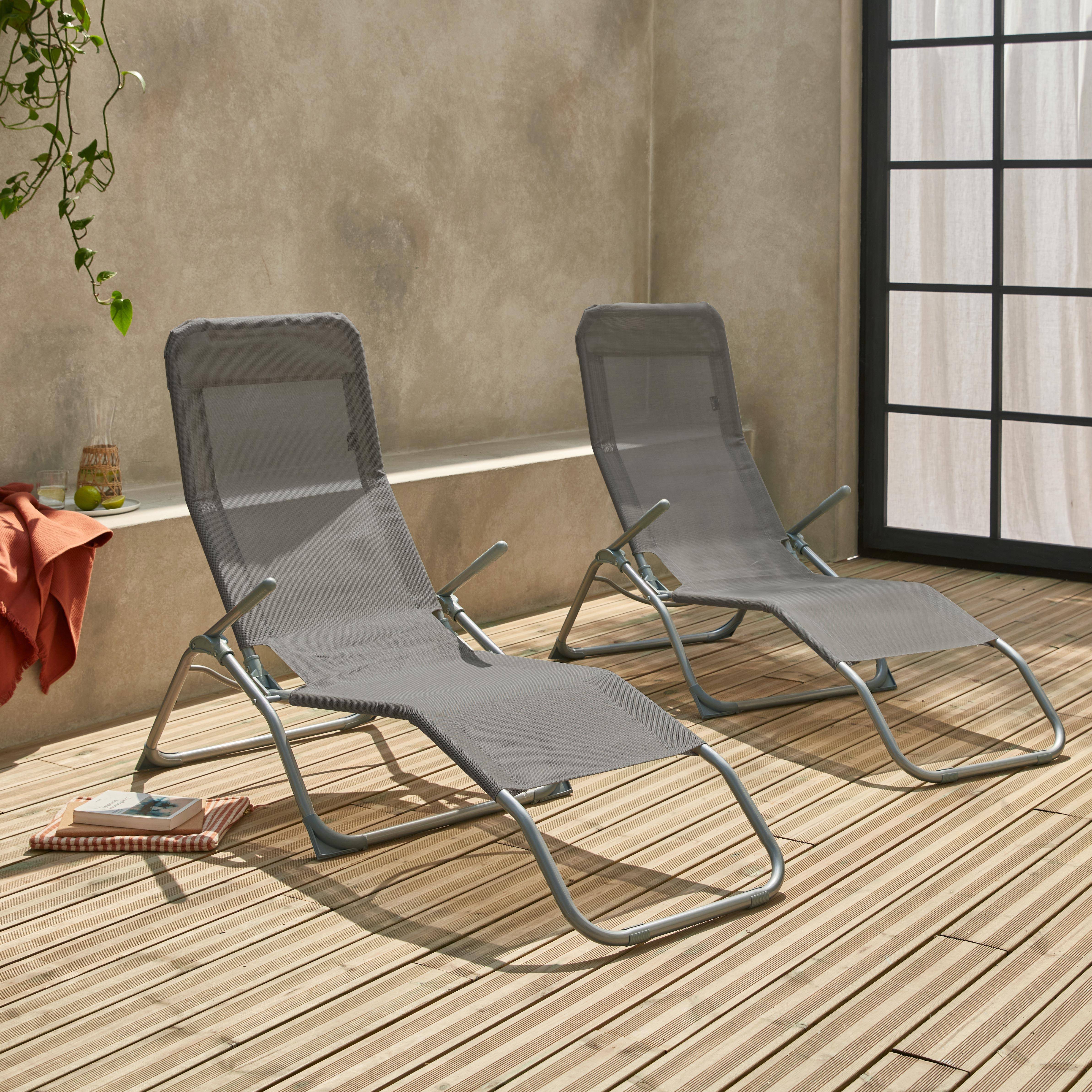 Levito - Tumbona plegable de textileno con 2 posiciones, set de 2