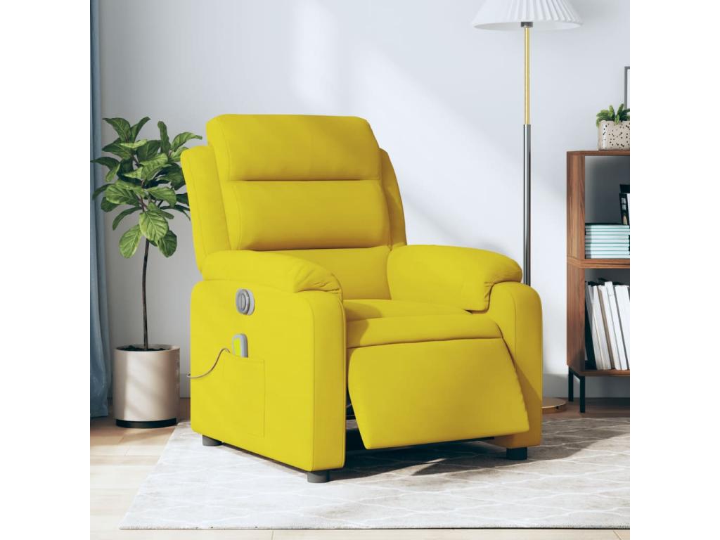Sillón reclinable de masaje eléctrico terciopelo amarillo