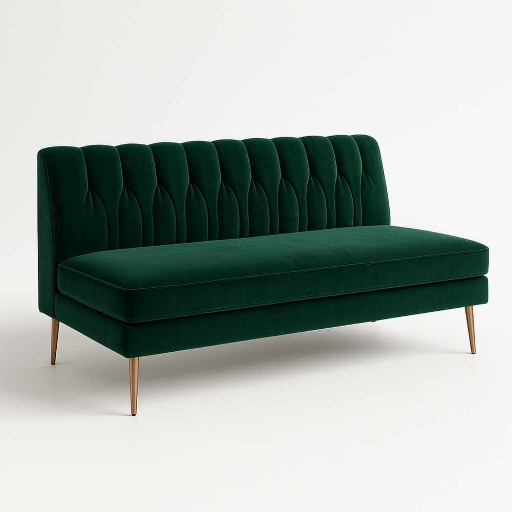 Sofá Tres Plazas Moderno Terciopelo Verde Estilo Contemporáneo