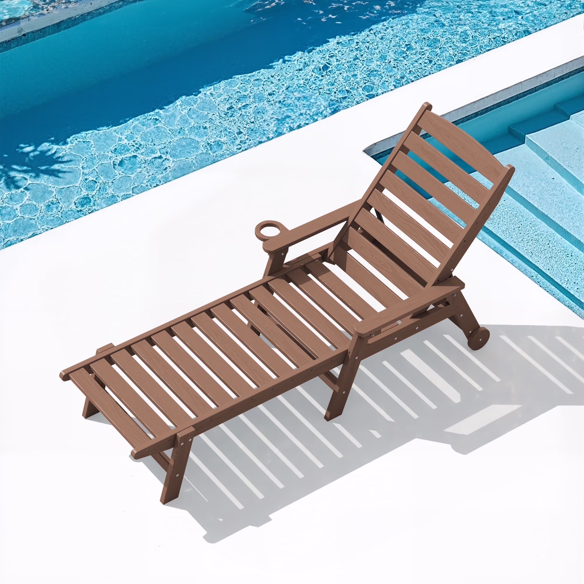 SERWALL Patio Chaise Lounge Chair, 78'' HDPE Outdoor Lounge Chair 5 Positions Pool Lounger Navy Blue - Image 19