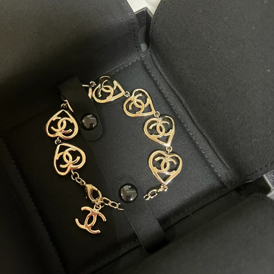 Chanel Hollow Heart Bracelet Earrings Ring Leather Necklace - Original Replica Club