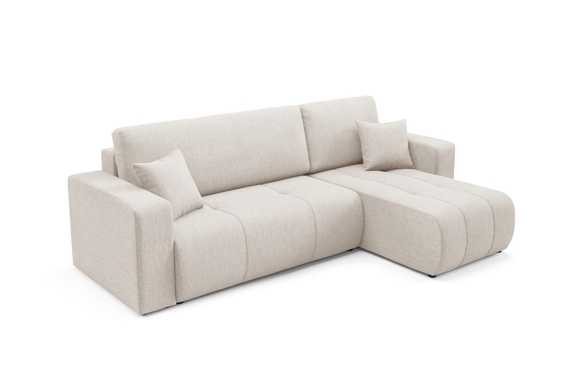 Sofá de esquina convertible en tela anti manchas y repelente al agua beige th7952m1