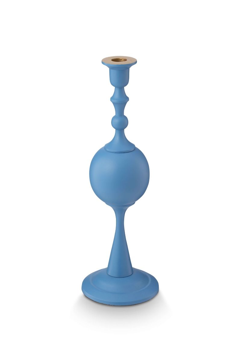 Candle Holder Metal Sphere Matt Light Blue 37cm