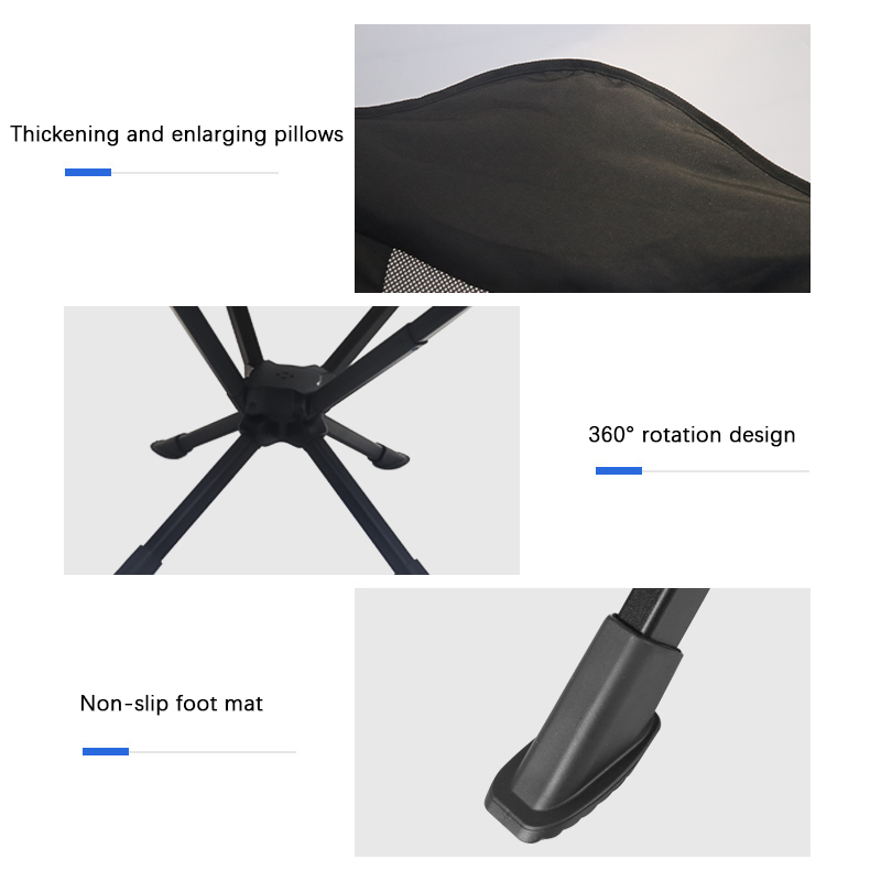 Modern 360-Degree Rotating High Backrest Ergonomic Foldable Portable Outdoor Garden Chair 600D Oxford Aluminum
