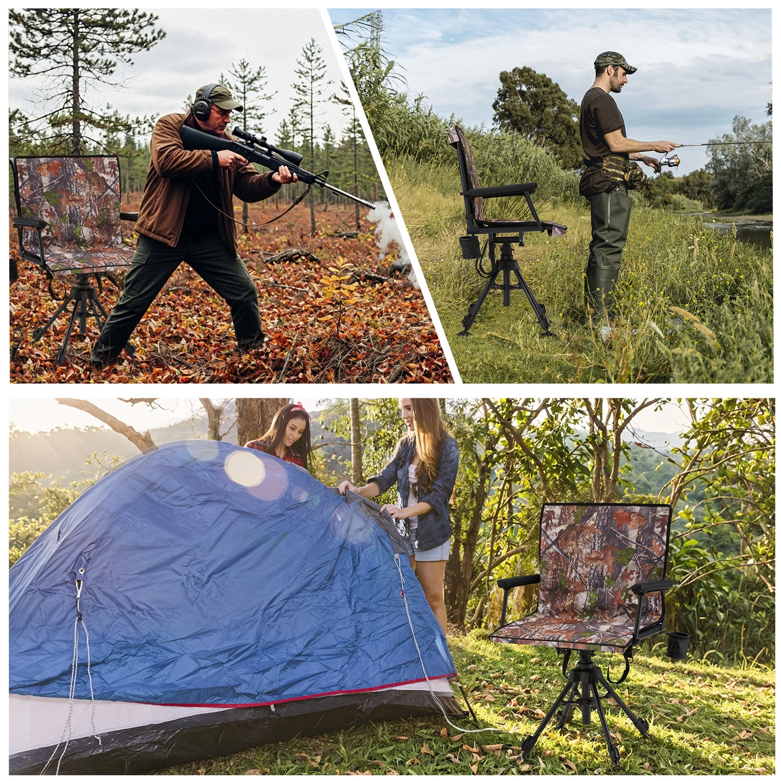 Danrelax 360- Silent Camo Hunting Blind Chair, Armrests, Side Pouch, Telescopic Legs - Image 12