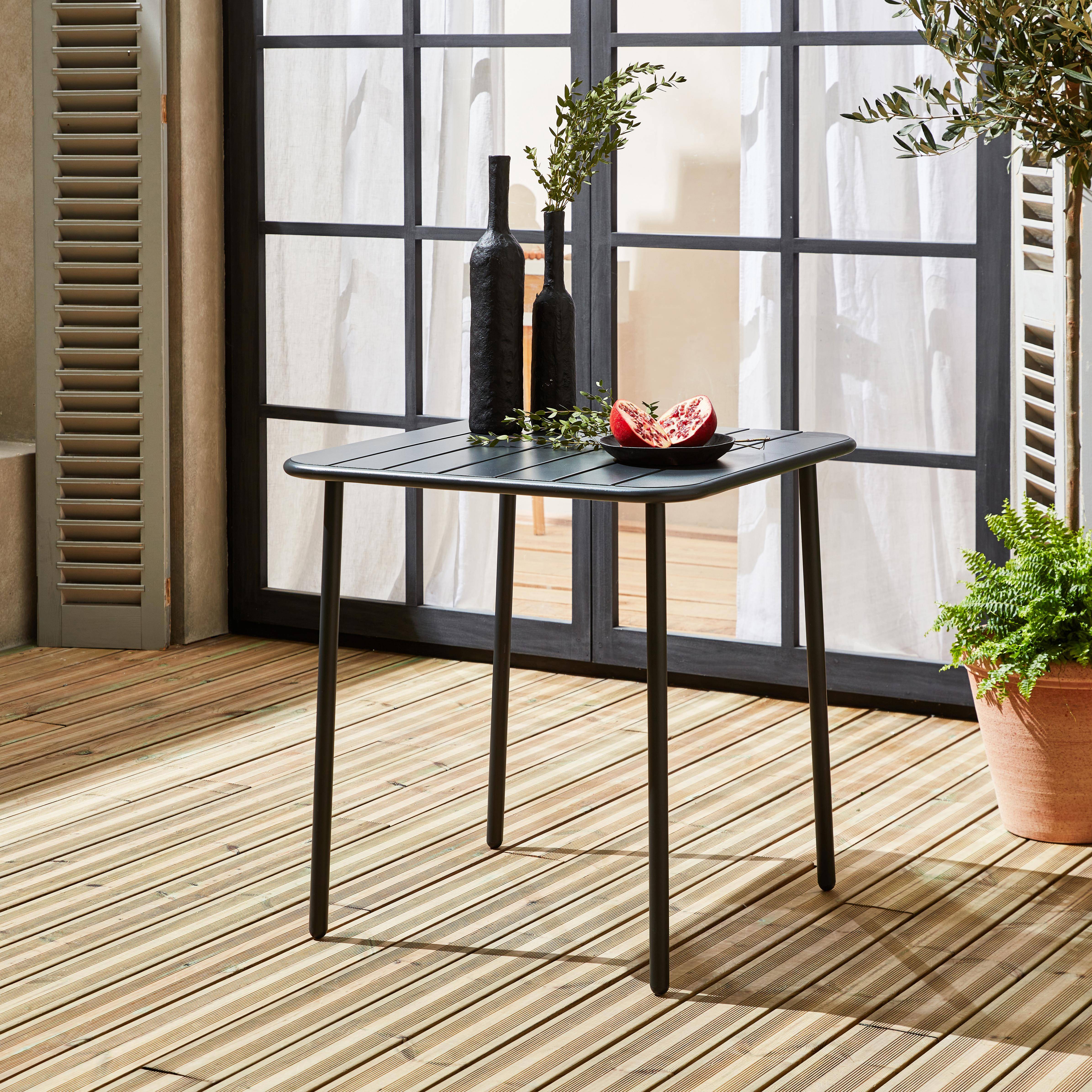 Amelia - Mesa de jardín bistró de acero, 2 plazas, 70cm
