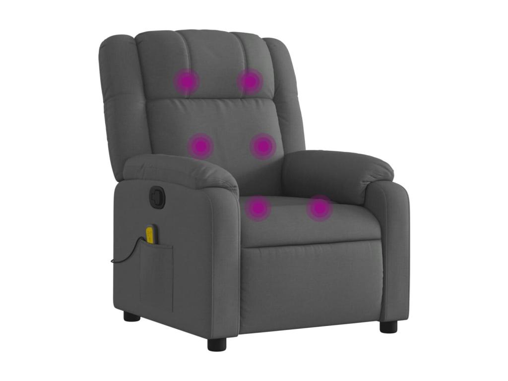 Sillón de masaje reclinable de tela gris oscuro