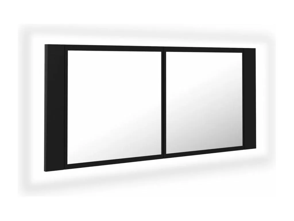 Armario espejo de baño con Jmmhogar LED acrílico negro 100x12x45 cm