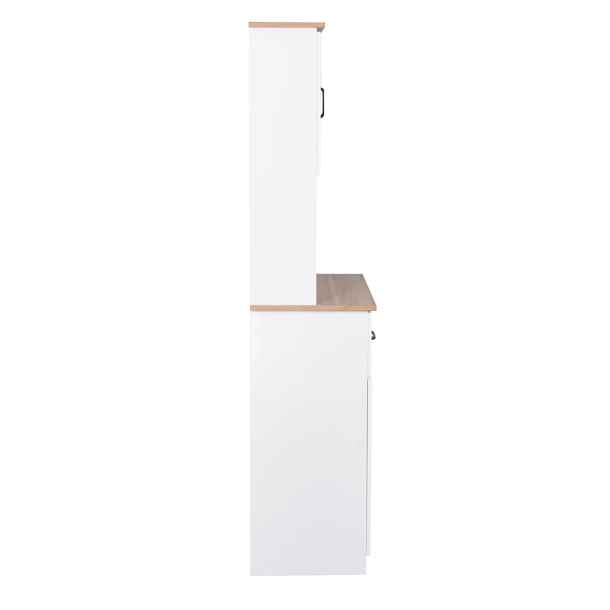 Clearance! Wooden Kitchen Cabinet White Pantry Room Storage Microwave Cabinet with Framed Glass Doors and Drawer - Image 4