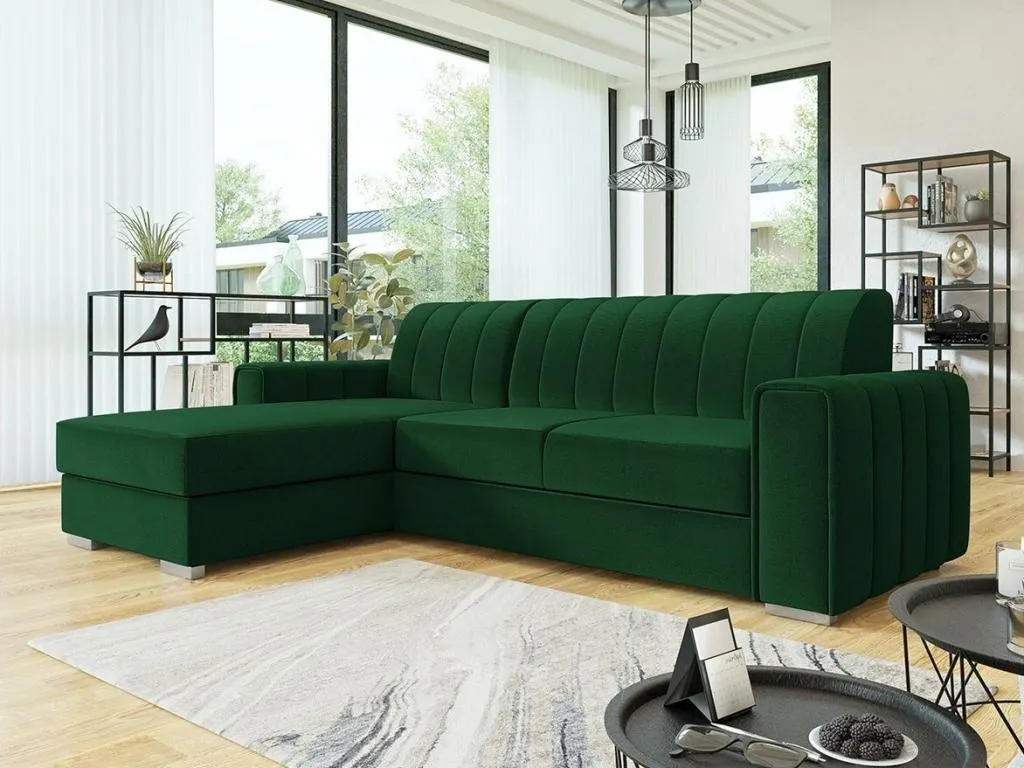 Sofá rinconero Lluesmamuebles 166 Verde Función de descanso Caja de ropa de cama 260x183cm