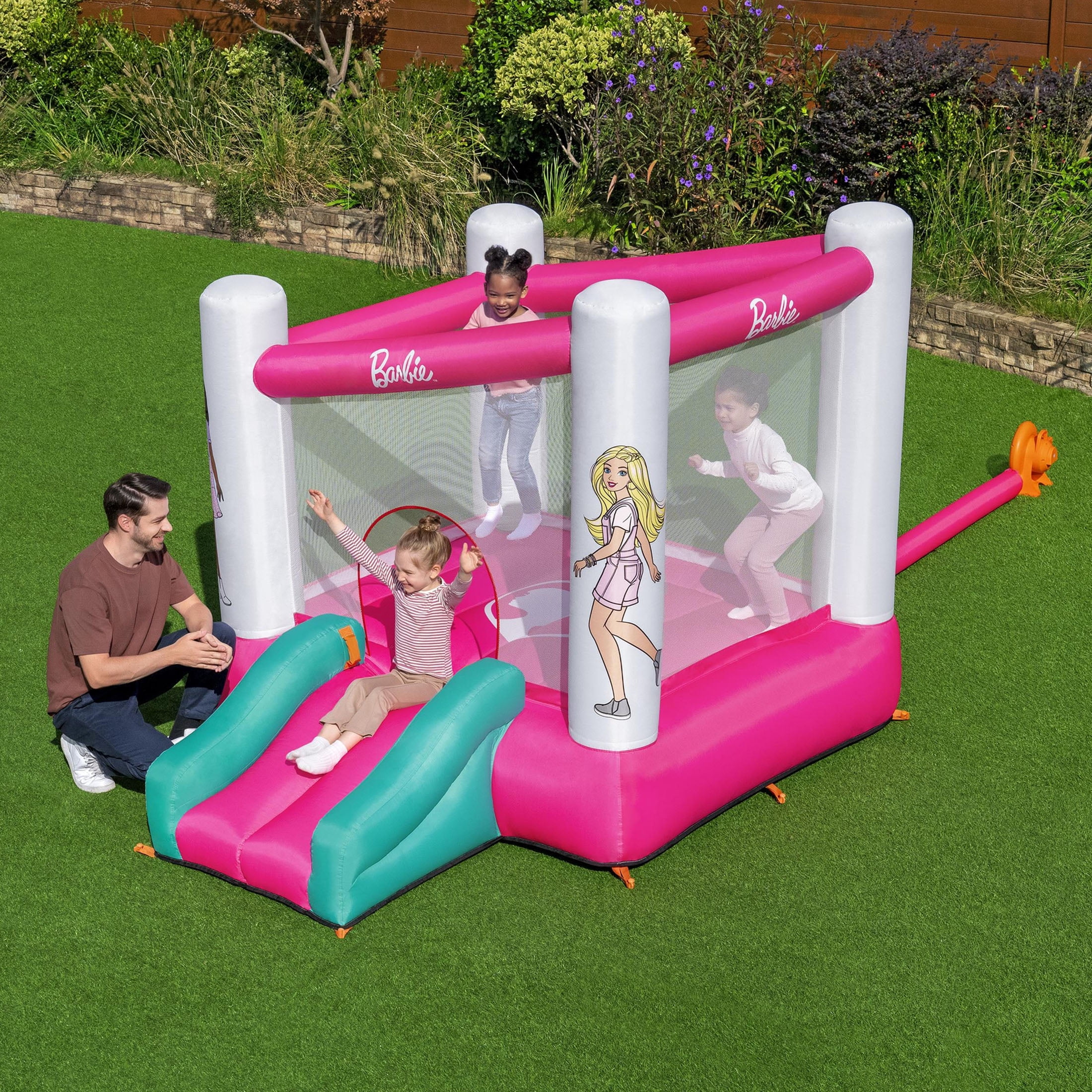 Barbie Inflatable Bounce House with Mesh Walls, Slide and Blower, Indoor/Outdoor, Ages 3+ - Image 3