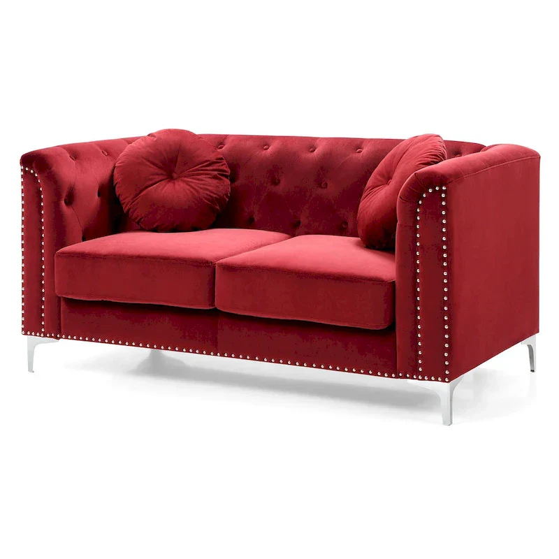 Velvet Button-Tufted Pompano Loveseat