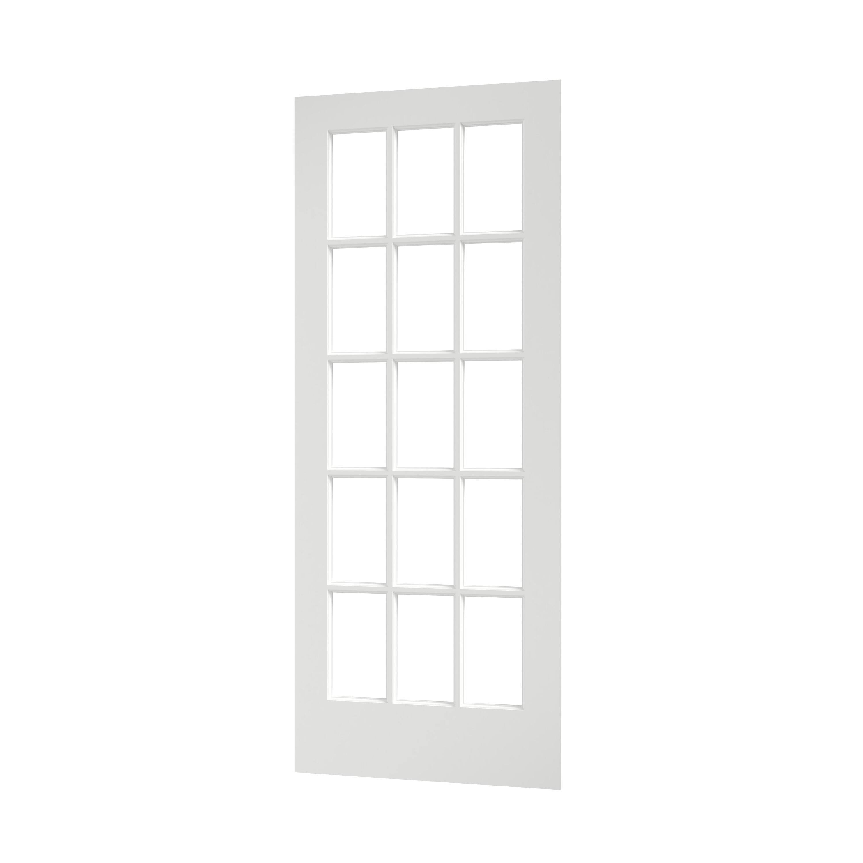EightDoors 80 x 30 15-Lite French Clear Glass White Prefinished Solid Wood Core Door-Instock(30)