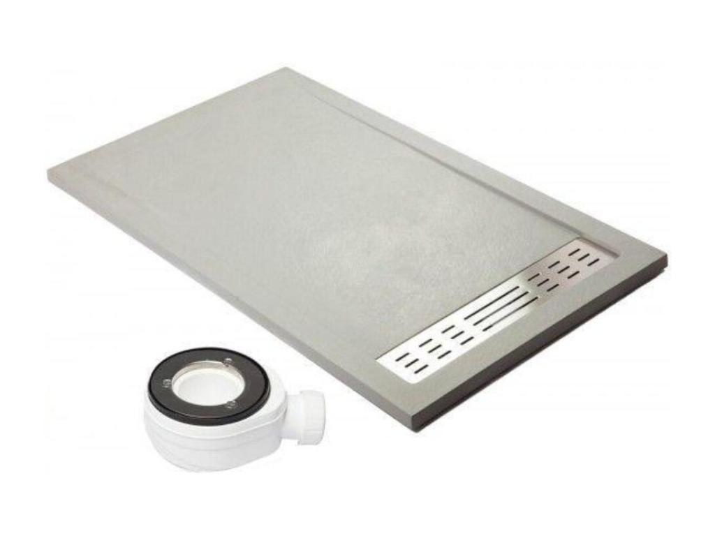 Plato de ducha premium gris - 90x110cm - resina con cargas minerales