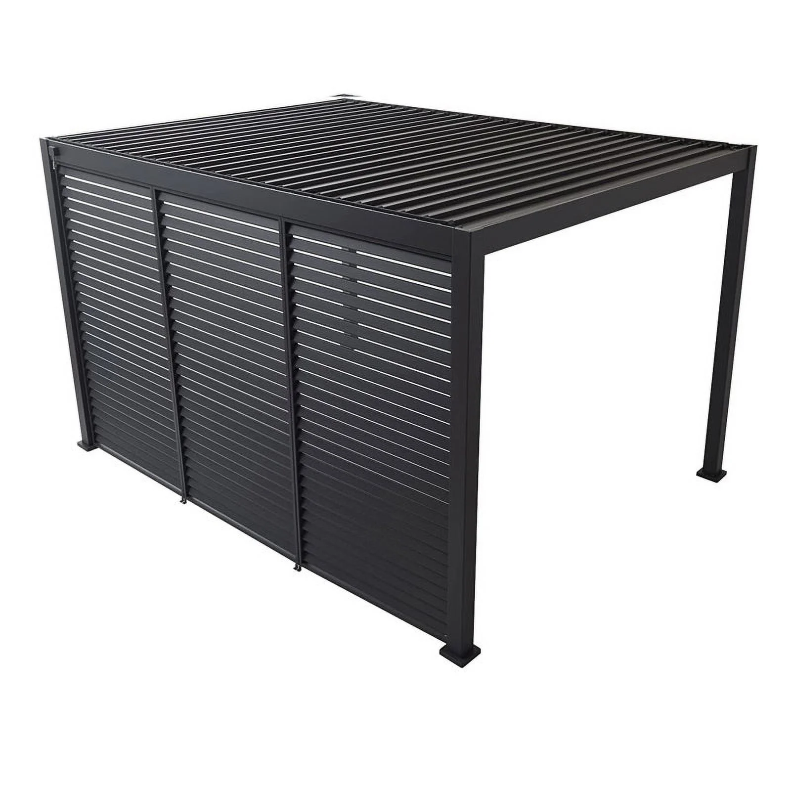 Mirador 10'x10' 111S Outdoor Pergola Accessories-Aluminum Fixed Shutter Wall, Dark Gray - Image 8