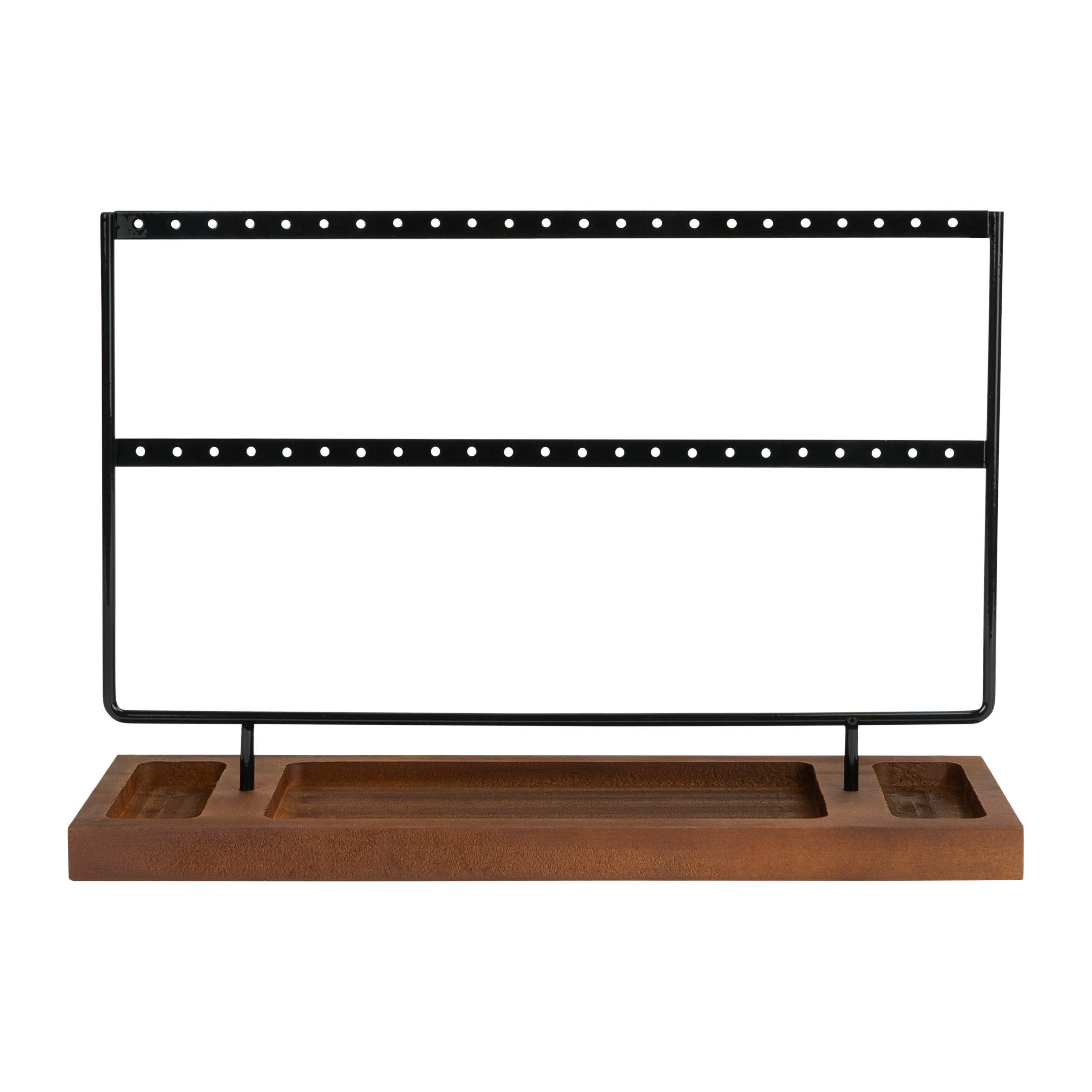 LYVION Oorbellenrekje - XL - Hout en metaal - Donkerbruin en zwart