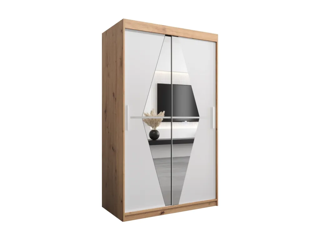 Armario Decounico de puertas correderas 200/120/62 2 puertas (artisan/blanco)