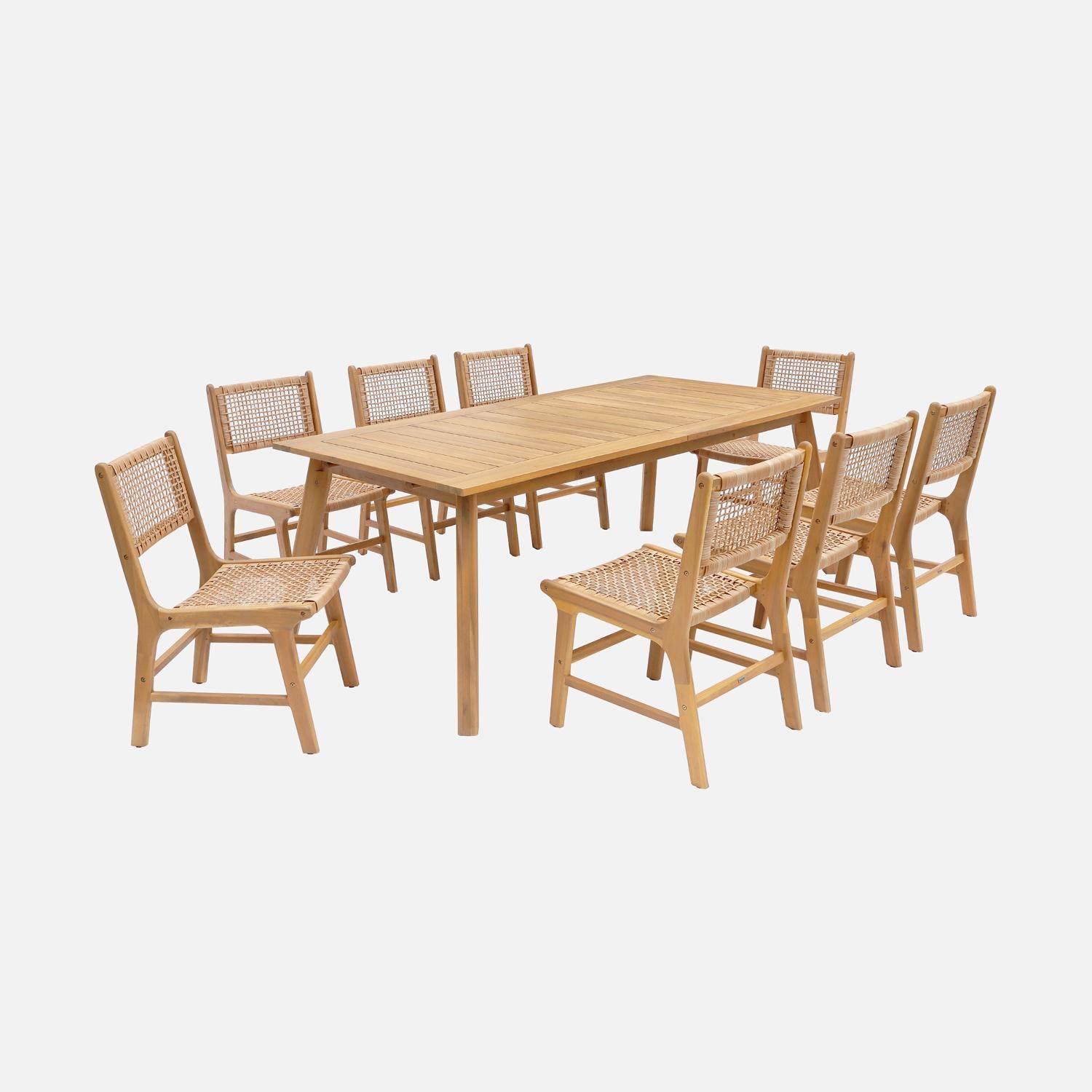 Palena + Ocara - Mesa de jardín extensible madera de acacia con 8 sillas