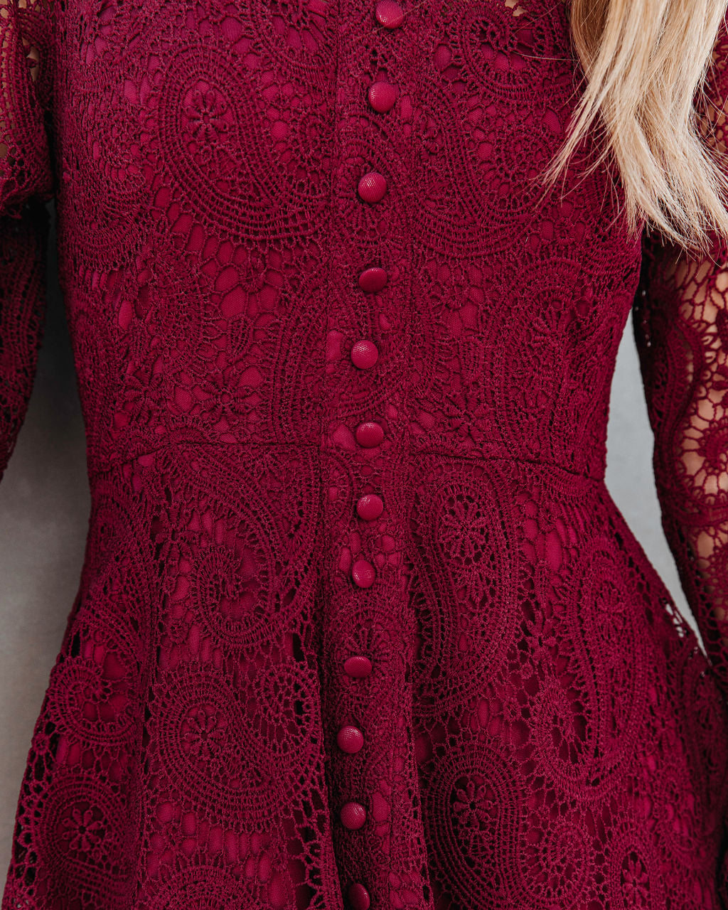 Lila Crochet Lace Mini Dress - Wine - SALE - Se7enfashion
