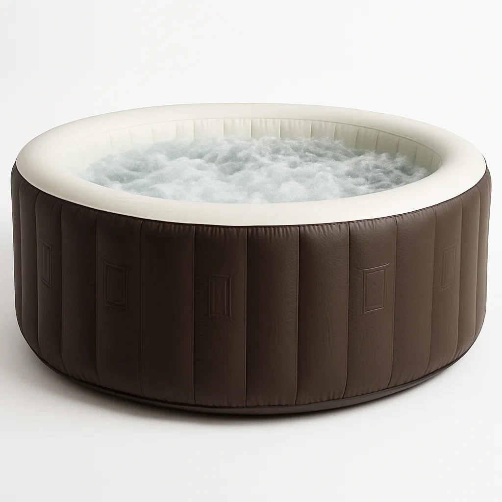 Spas hinchables 196x196x71 cm 4 plazas redondo marrón oscuro/blanco eKyirnX322jZ