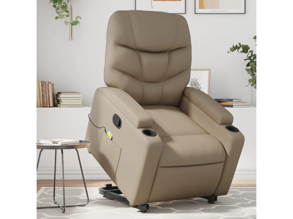 Sillón reclinable masaje pie cuero artificial color capuchino