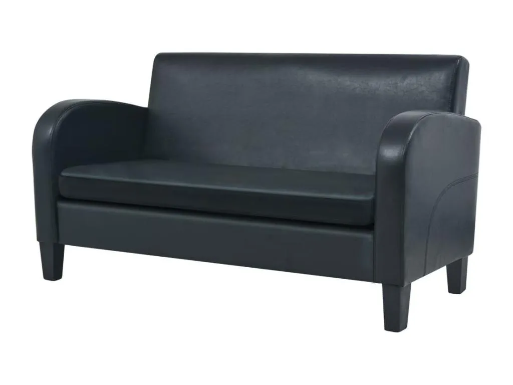 Sofá 2 plazas cuero artificial negro 17265qpyv