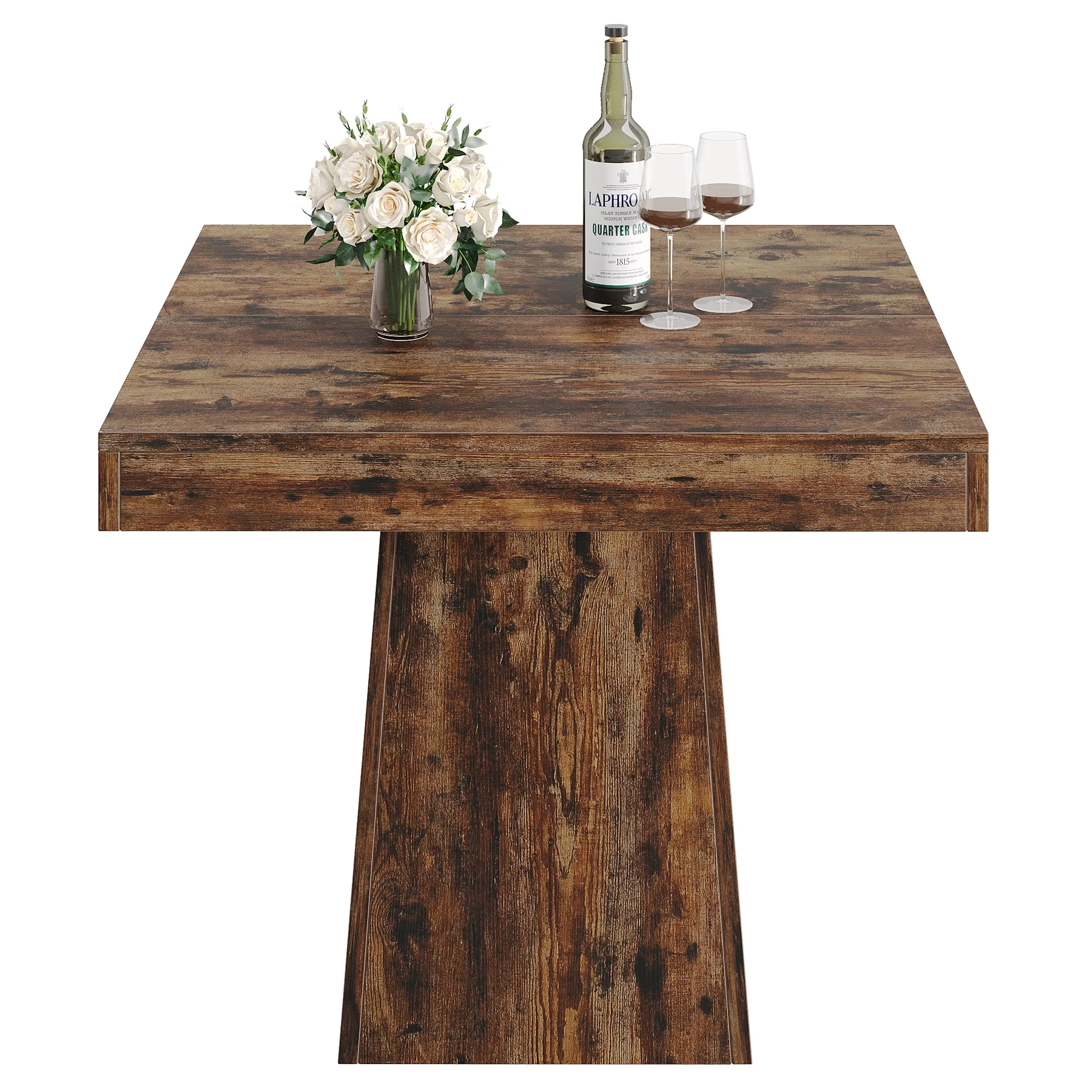 Tribesigns Square Dining Table for 4, 31.5-Inch Kitchen Table Small Dinner Table with Sturdy Pedestal Base, Farmhouse Dining Room Table for Home Dining Room, Living Room, Kitchen, Vintage Brown - Image 9