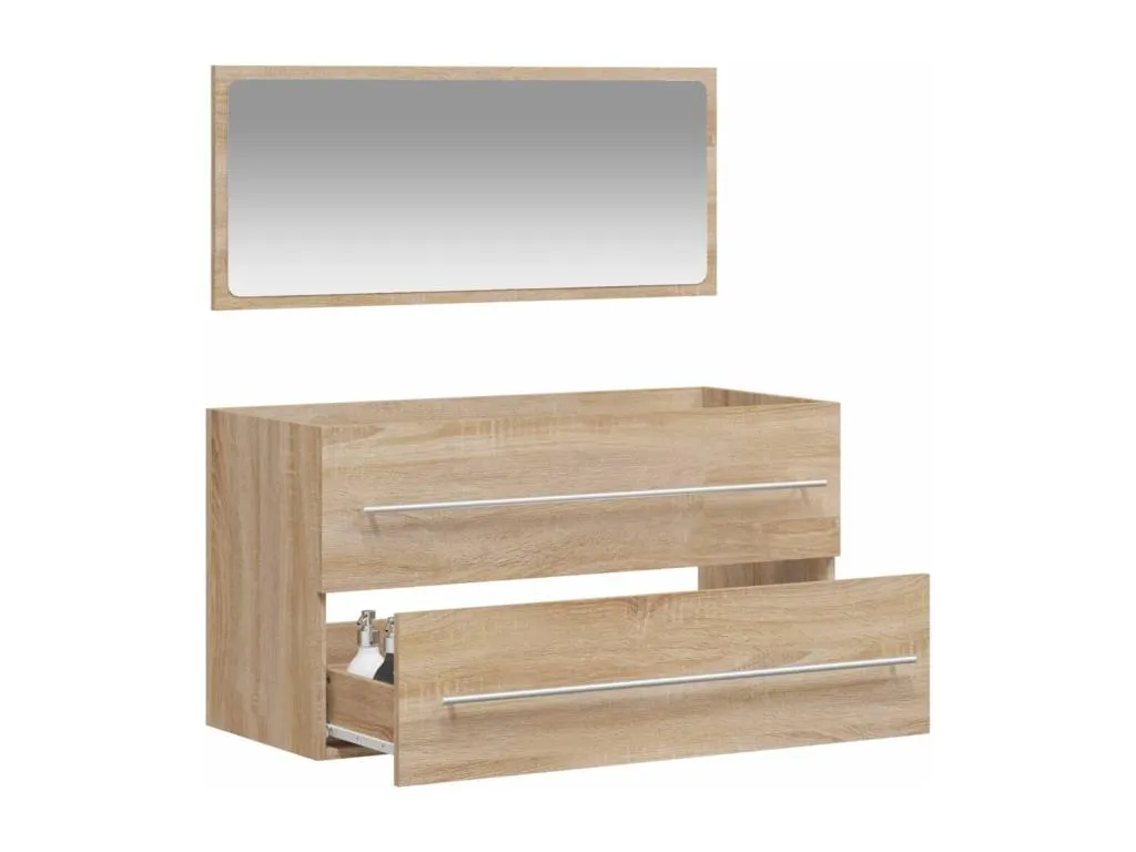 Decopractico Armario de baño con espejo Decopractico de ingeniería Decopractico Marrón 85505KNMI