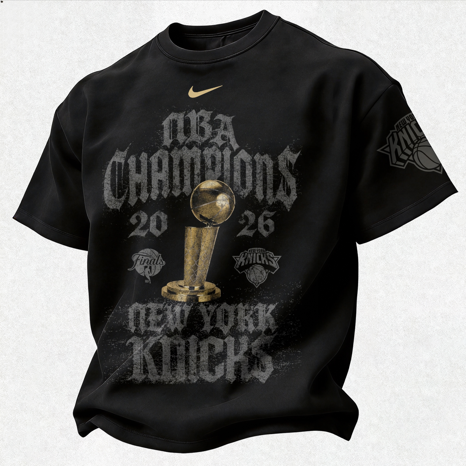 New York Basketball 2026 Championship Trophy Printed Unisex Oversized T-shirt