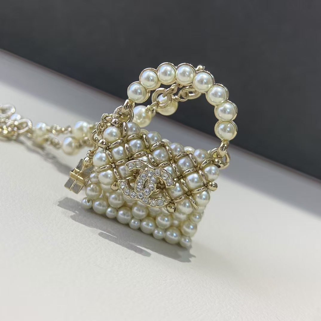 Chanel Pearl Bag Pendant Necklace - Original Replica Club