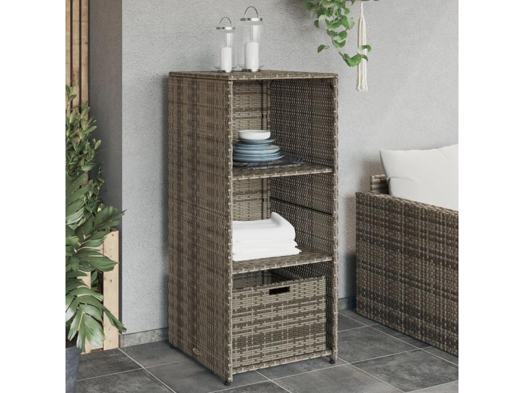 Mueble de jardín gris de resina tejida 50x55x115 cm