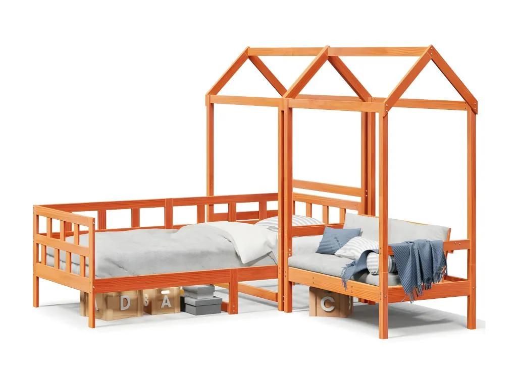 Sofá cama con techo Andreuworldcasa maciza Andreuworldcasa marrón cera 80x200 cm
