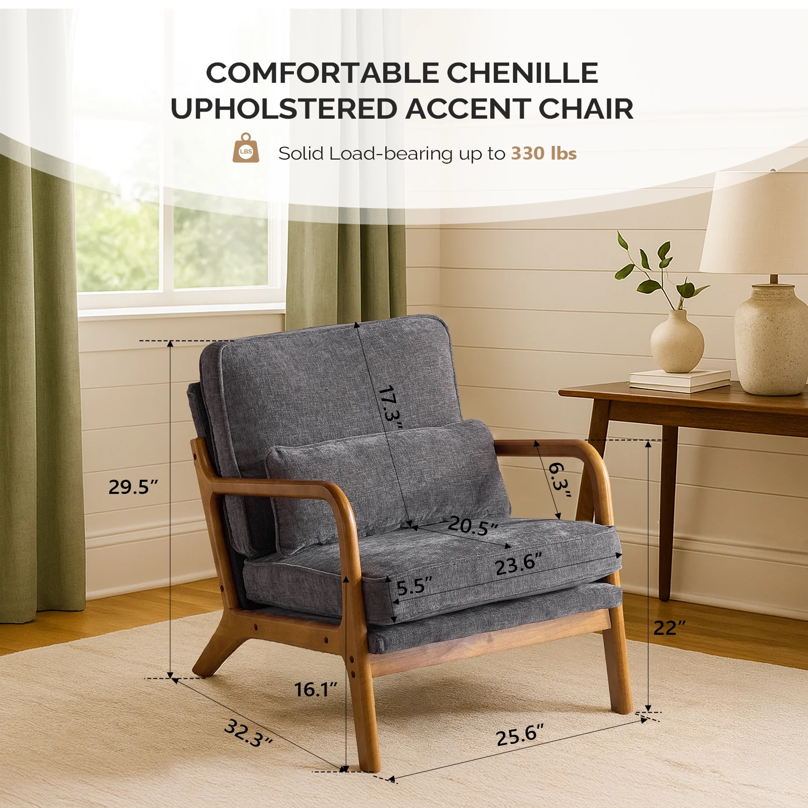 Ktaxon Accent Chair Corduroy Upholstered Armchair, Reading Club Chair with Pillow and Solid Wood Frame for Living Room Bedroom Furniture Off White - Image 133