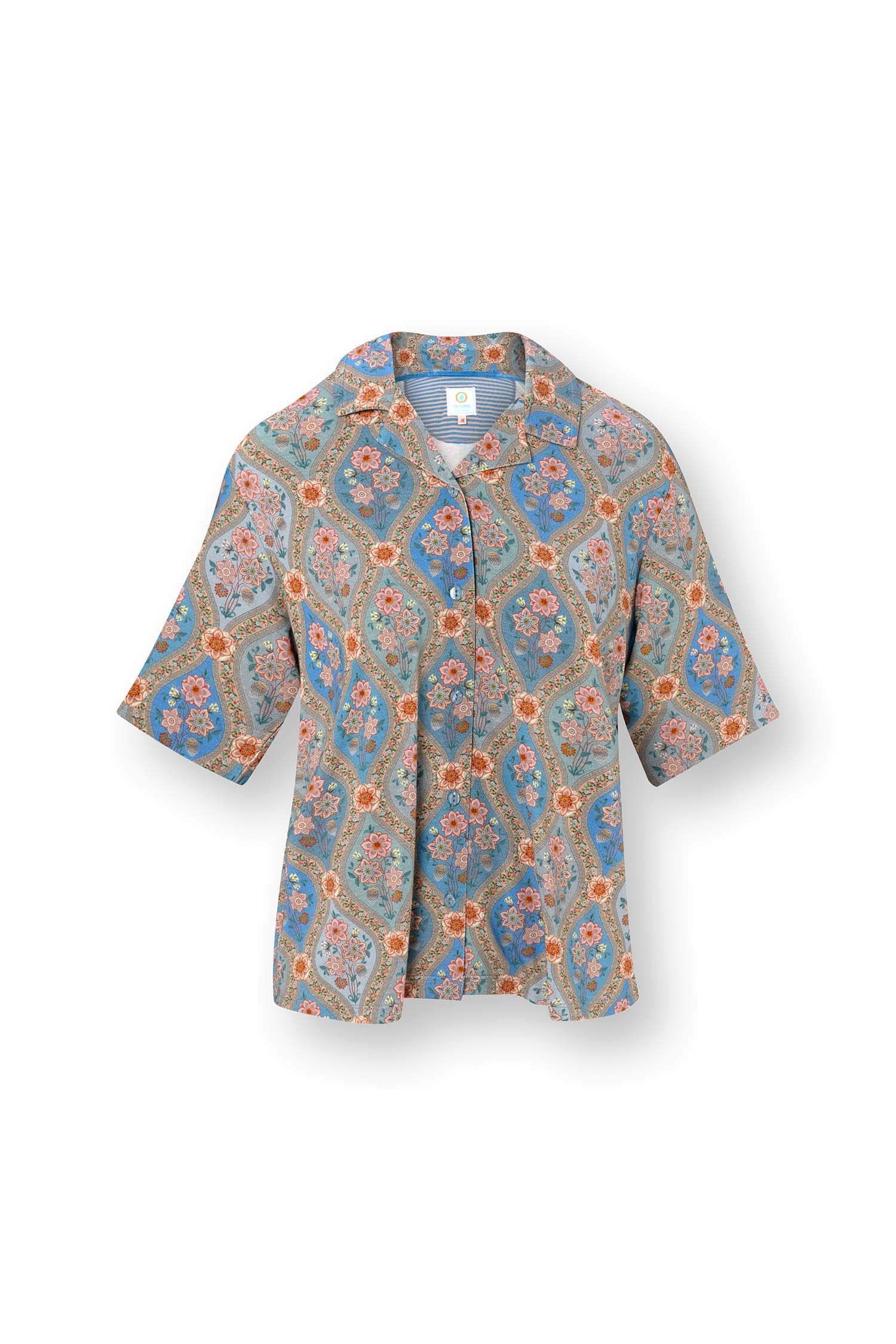 Flora Short Sleeve Top Ornamento Blue