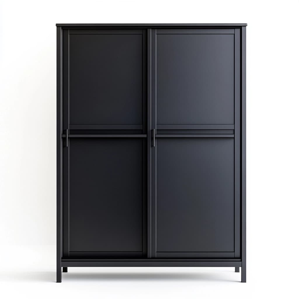 Armario de metal negro para dormitorio con puertas correderas funcional moderno 180x120 cm