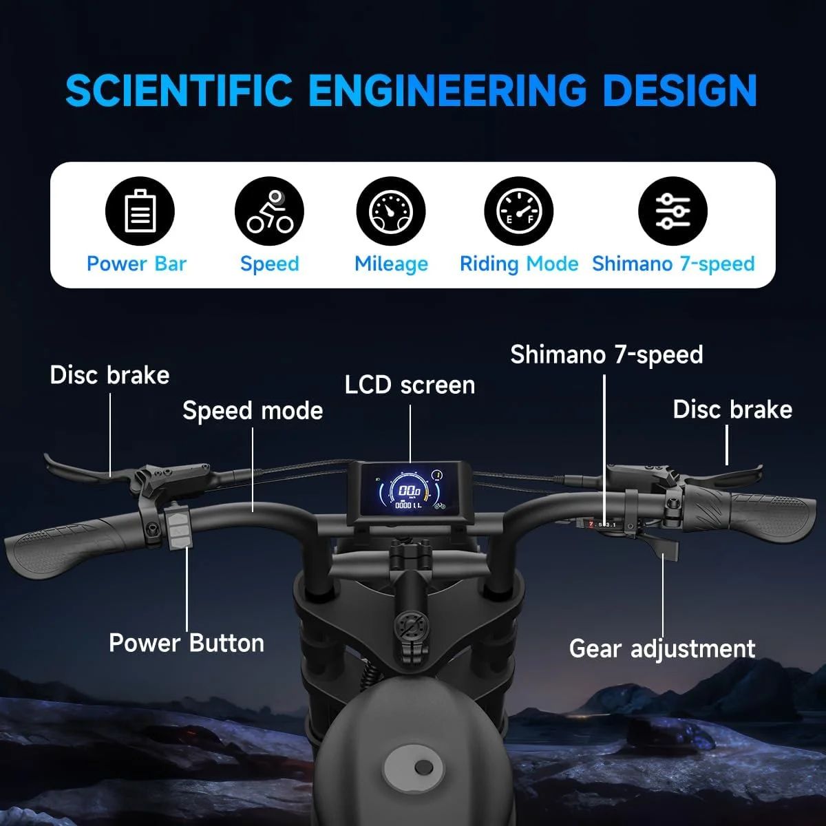 Electric Bike for Adults with 1500W Peak Motor,Max 35MPH & 56Mile-Moped ebikes with 18.9AH Battery,20" Fat Tire Commuting Off Road Mountain Ebike-Max 550LBS,UL2849 Certified - Image 6