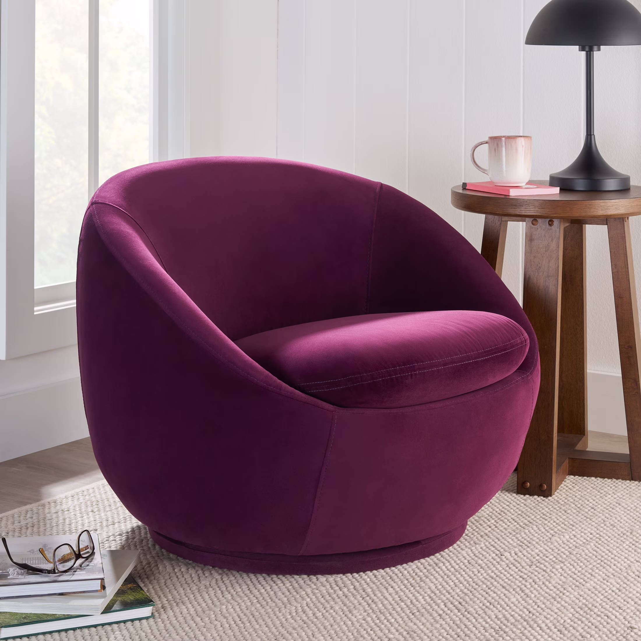 Better Homes & Gardens Mira Swivel Accent Chair, Cream Shearling - Image 12