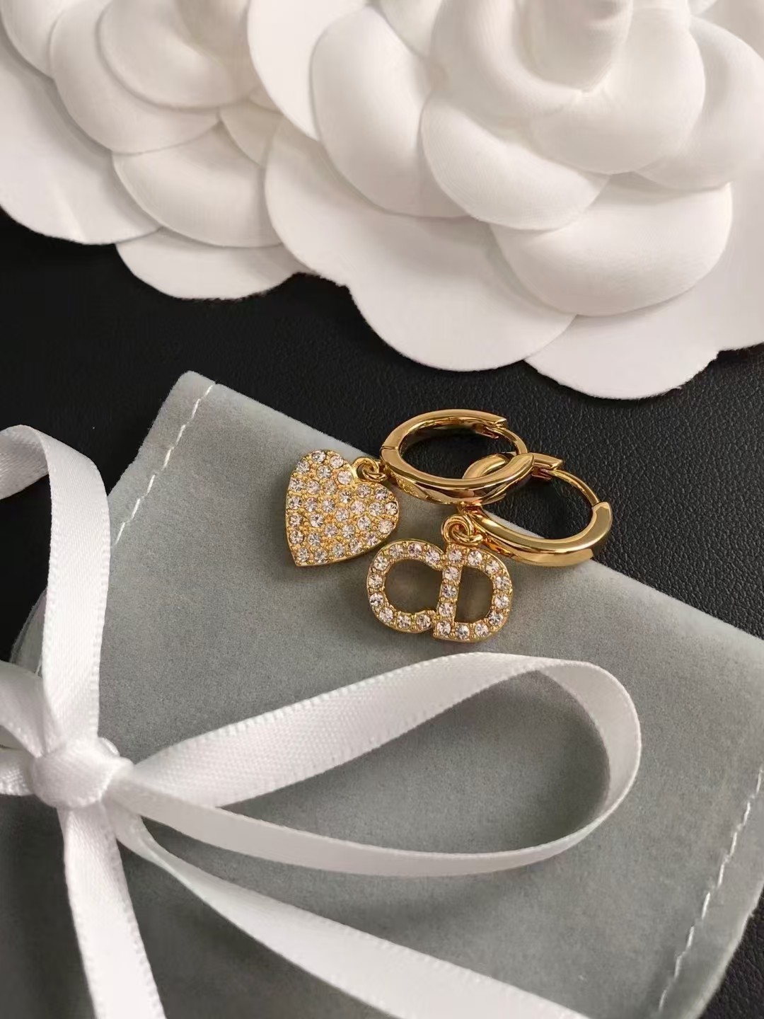 Dior Asymmetric Heart CD Dangle Earrings - Original Replica Club