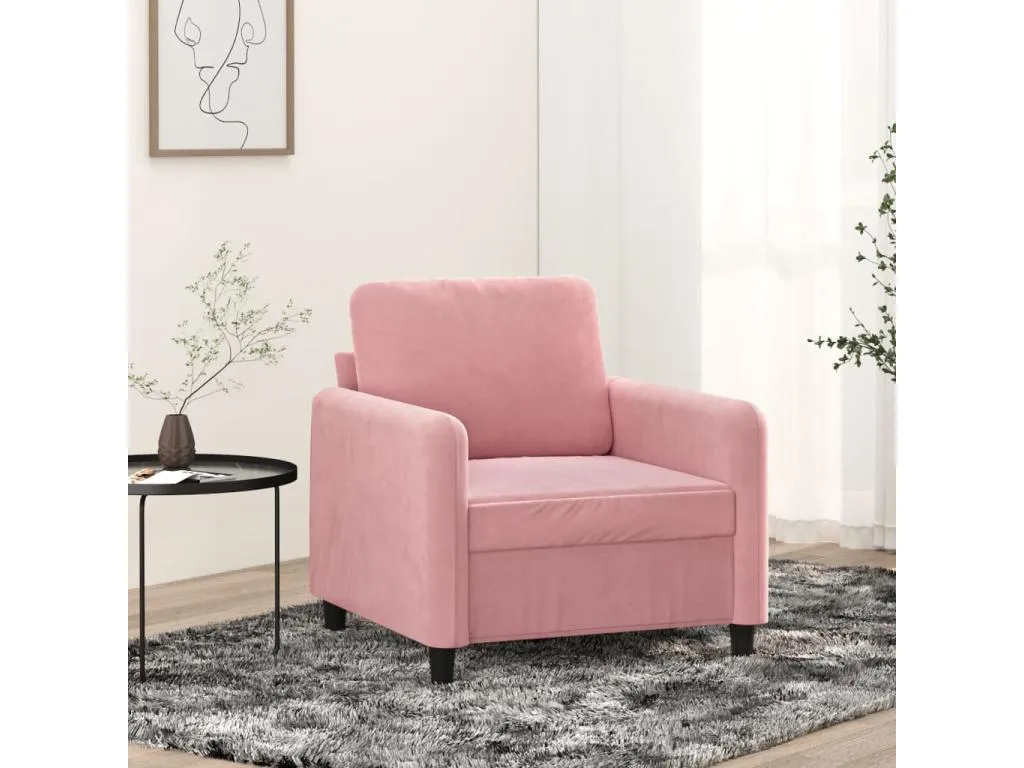 Sillón de terciopelo rosa 60 cm