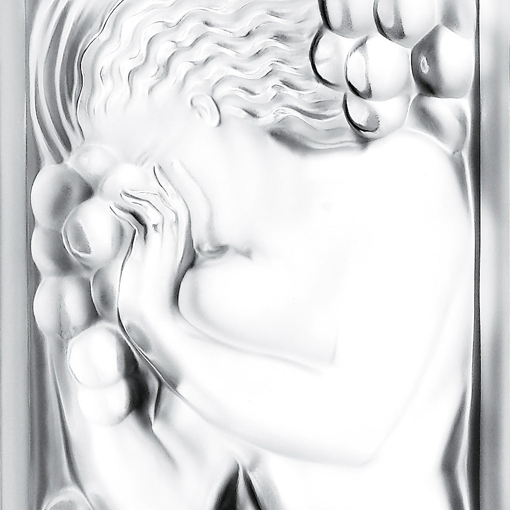 PANNEAU DÉCORATIF FIGURINE ET RAISINS - CRISTAL INCOLORE, NON MIROITÉ