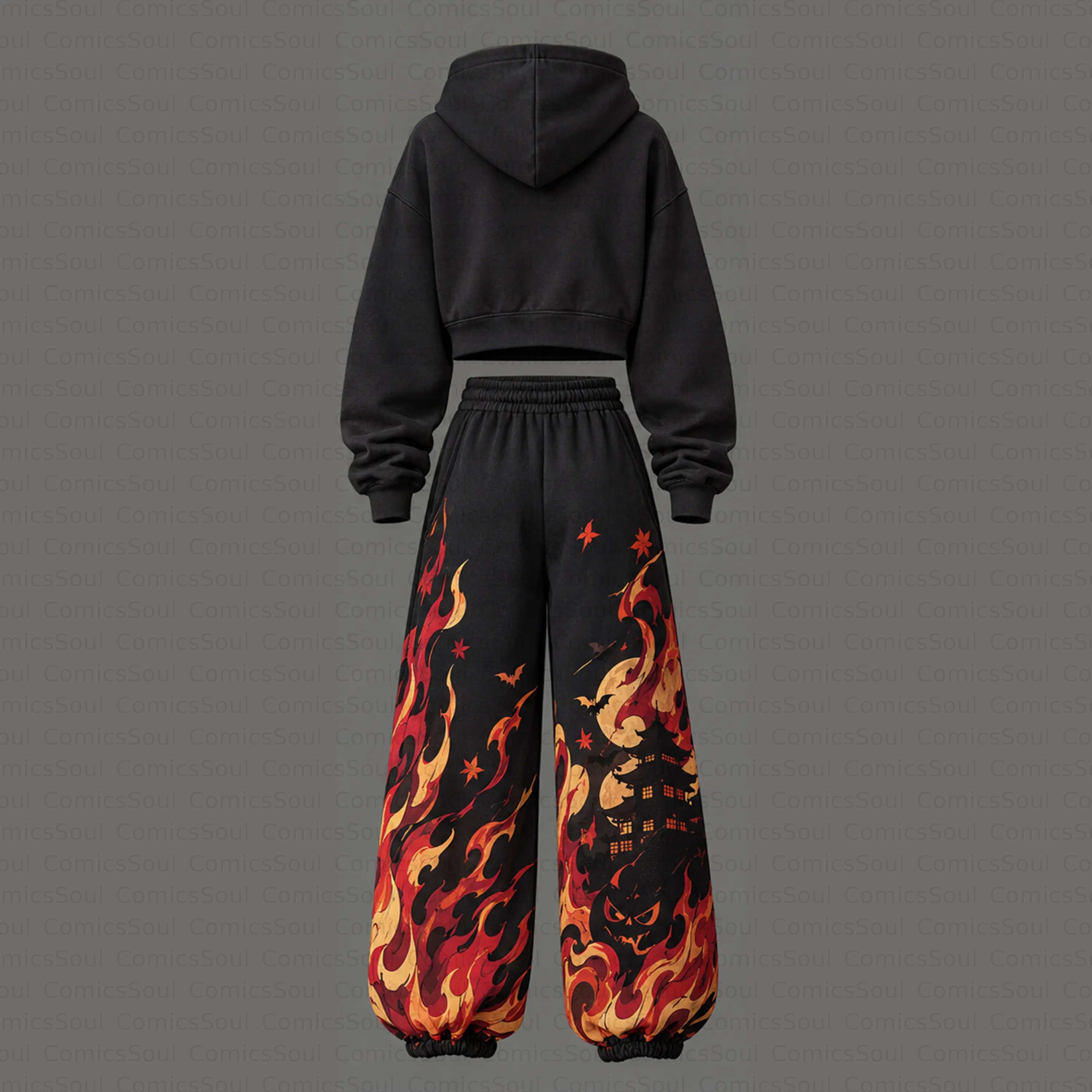 Demon Slayer Cropped Long Sleeve Hoodie & High Waist Jogger Pants Two Piece TeeThreads Sustain the Scene with Custom Apparel