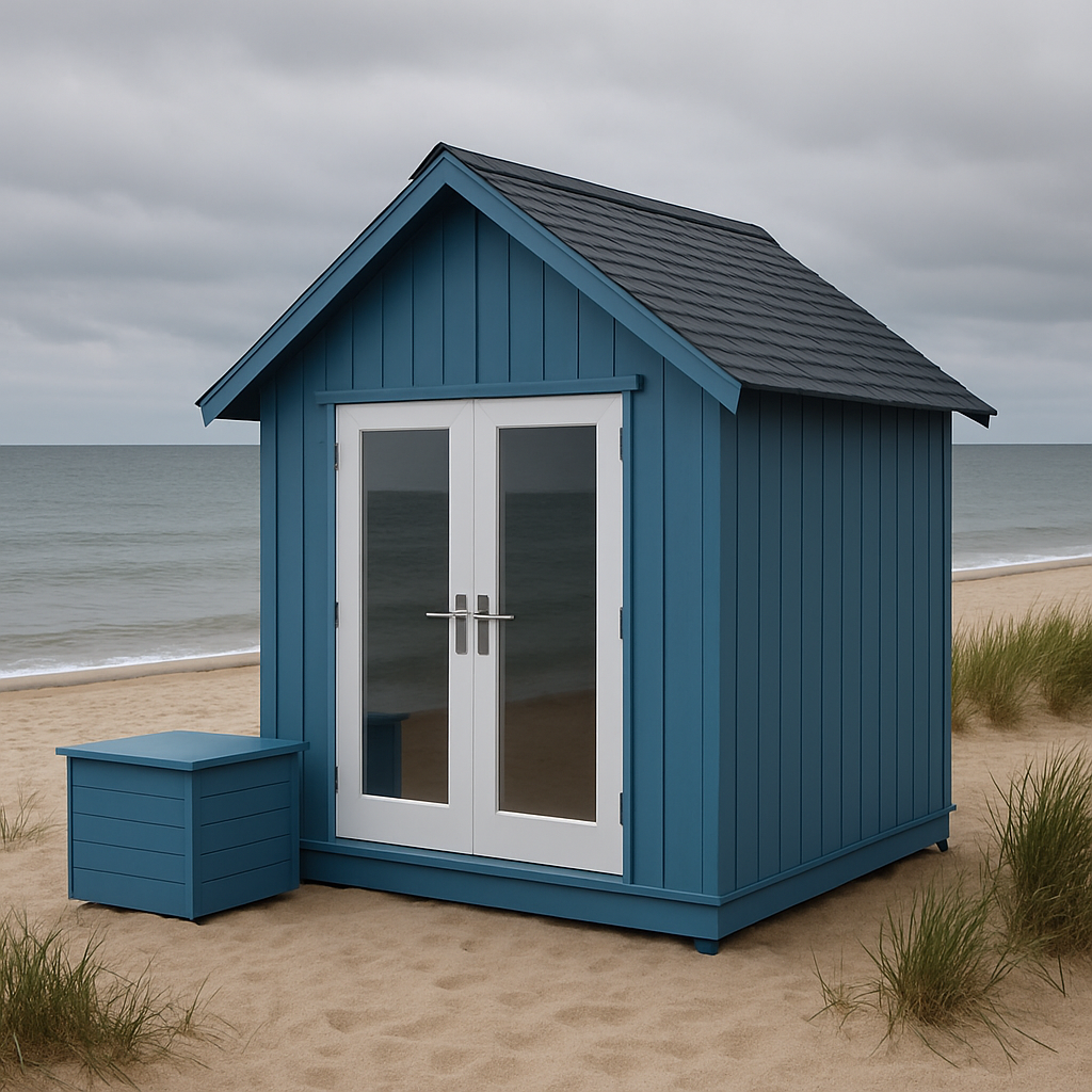 Caseta de jardín de resina Azul Resina Exterior Playa 220×180×240 cm