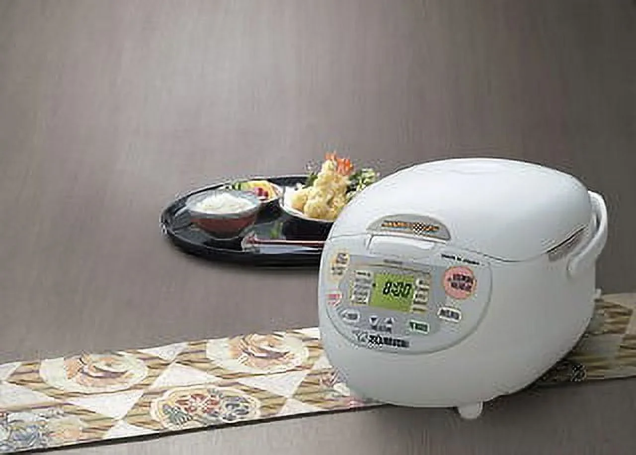 Zojirushi NS-ZCC18WZ Neuro Fuzzy Rice Cooker & Warmer, 10 Cup (Uncooked), Premium White, Made in Japan