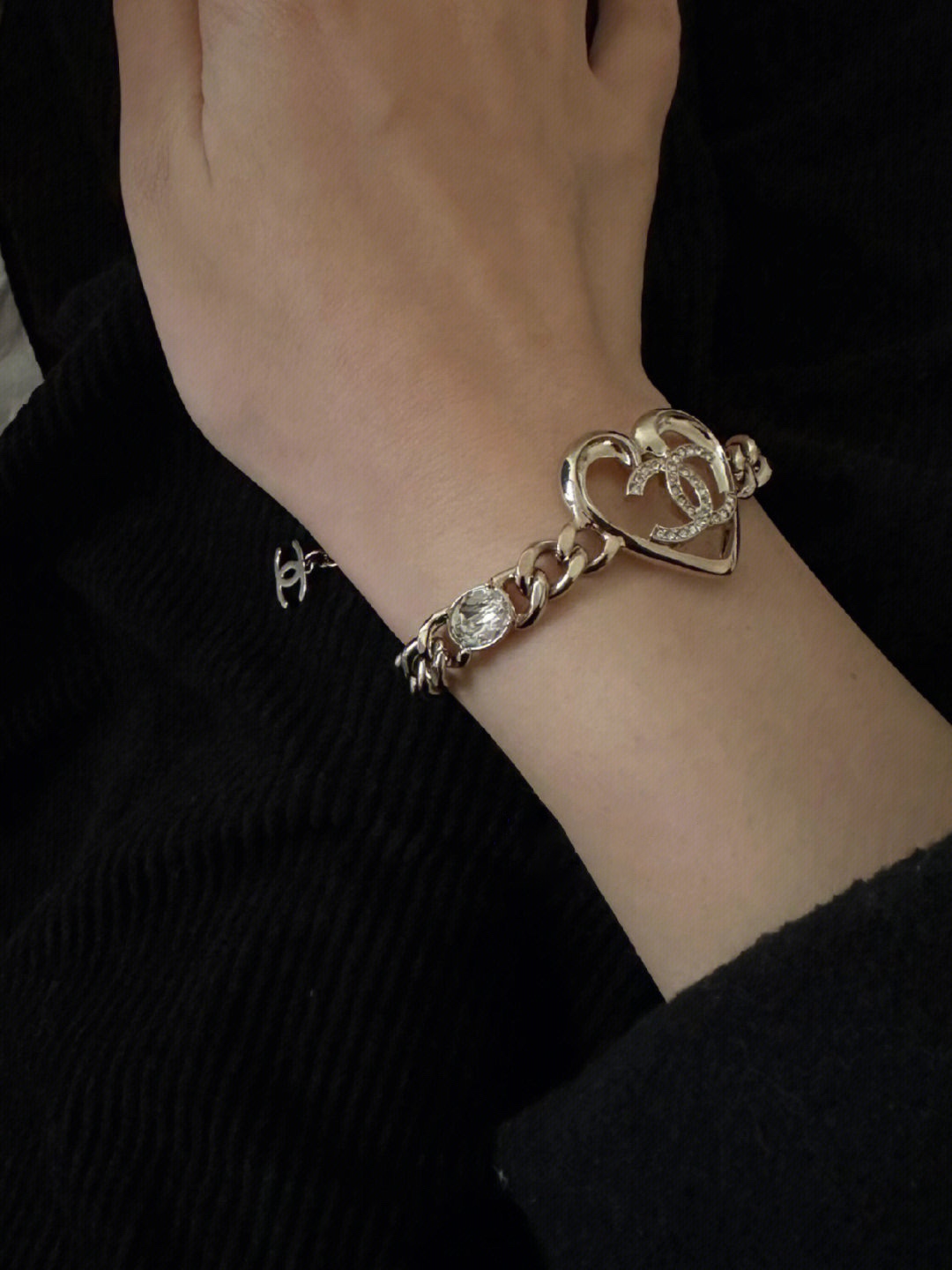 Chanel Hollow Heart Chunky Cuban Chain Bracelet - Original Replica Club
