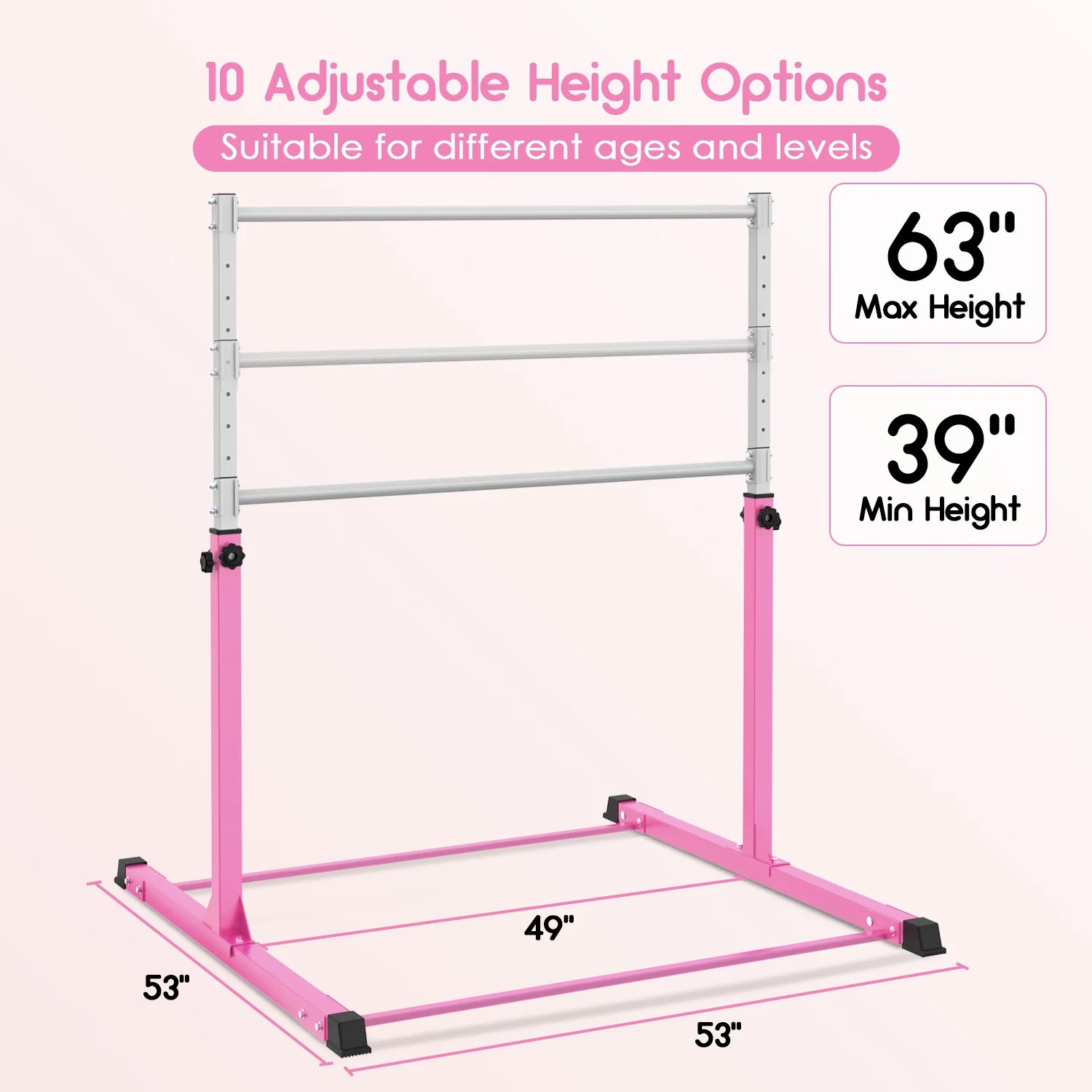 Safly Fun Anti Slip Adjustable Steel Gymnastics Bar, 50 in Width - Image 8