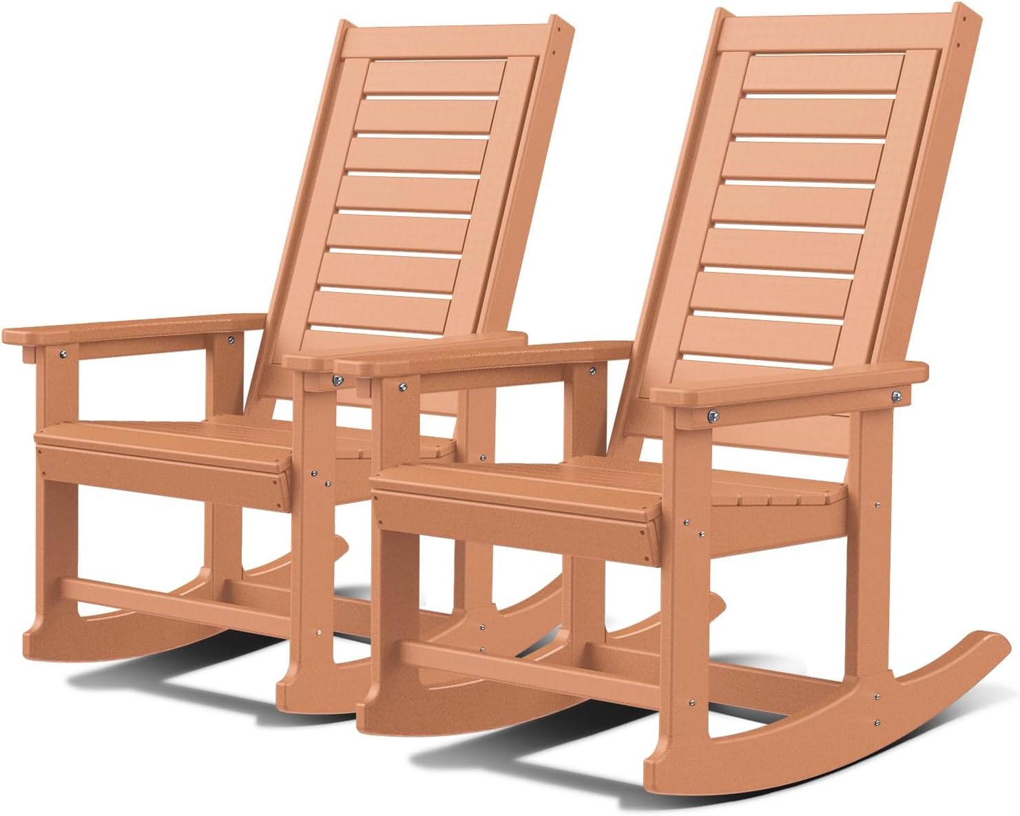 WAYFAIR GREENVINES Outdoor Rocking Chairs | Set Of 2 | Porch Rocker | HDPE Plastic | Black | Oversized Rockers | High Back | Big & Tall | Ladder Back | For Patio Outside Backyard Balcony Garden