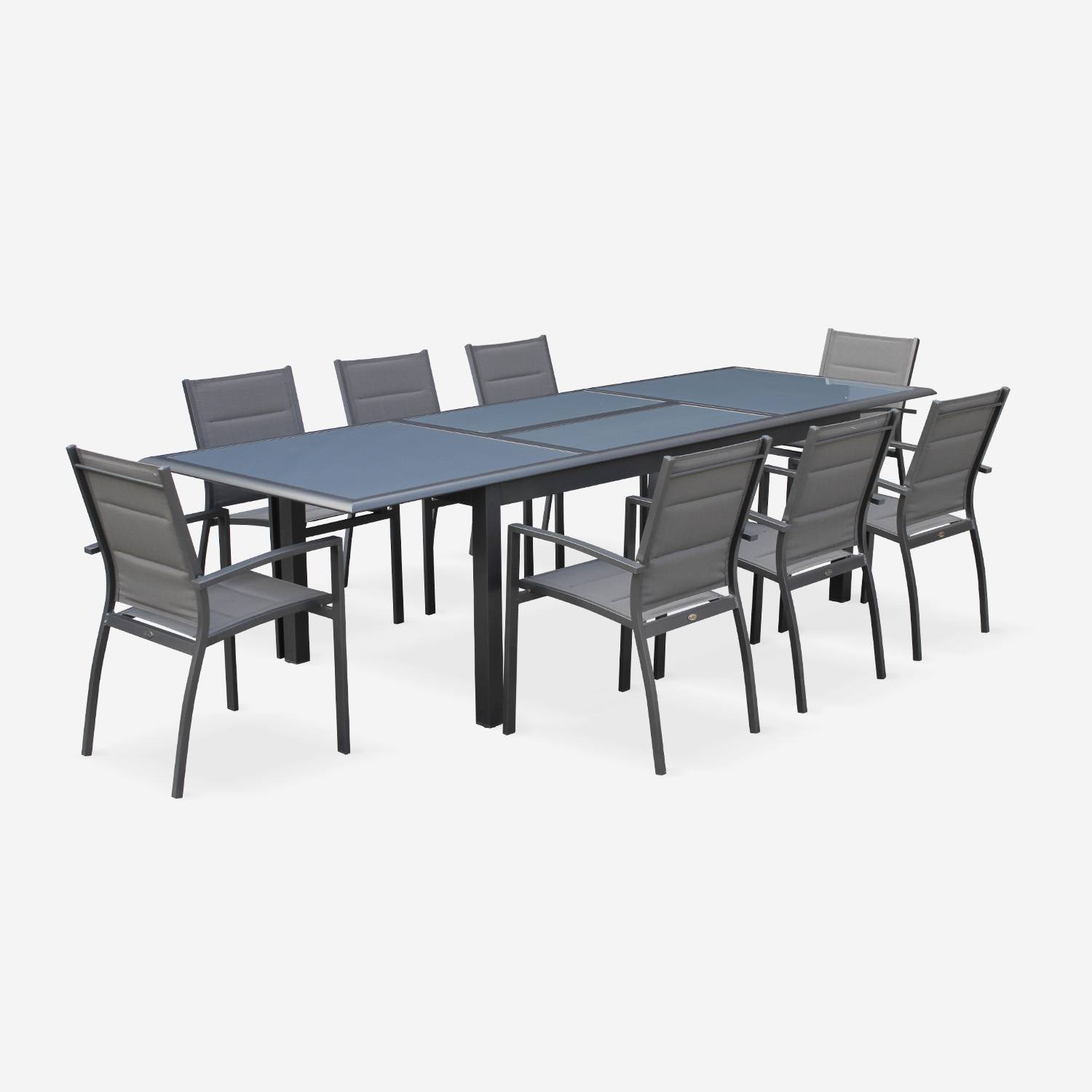 Philadelphie - Mesa de jardín extensible de aluminio con 8 sillas