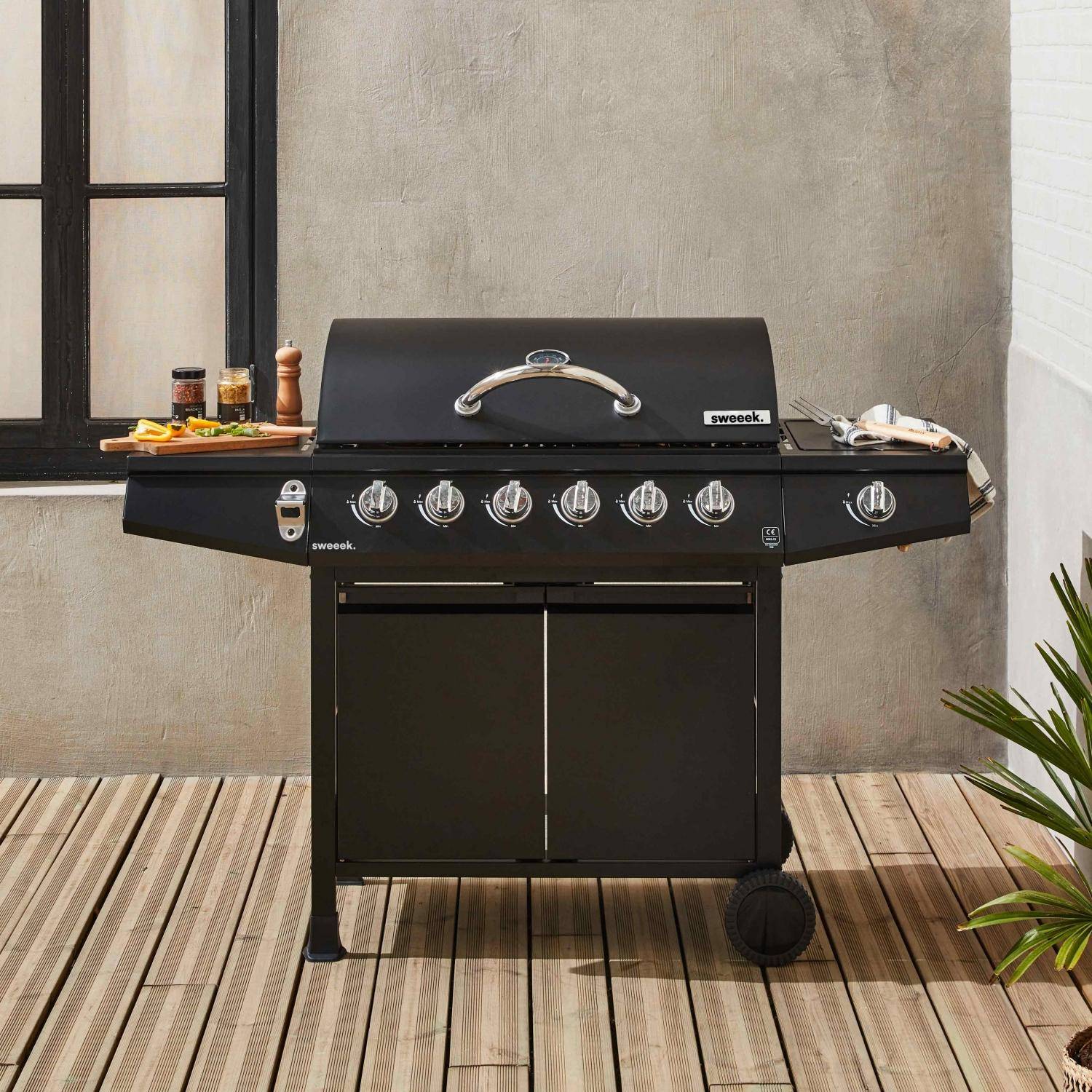 Treville 6 - Barbacoa de gas de 7 quemadores con 1 quemador lateral